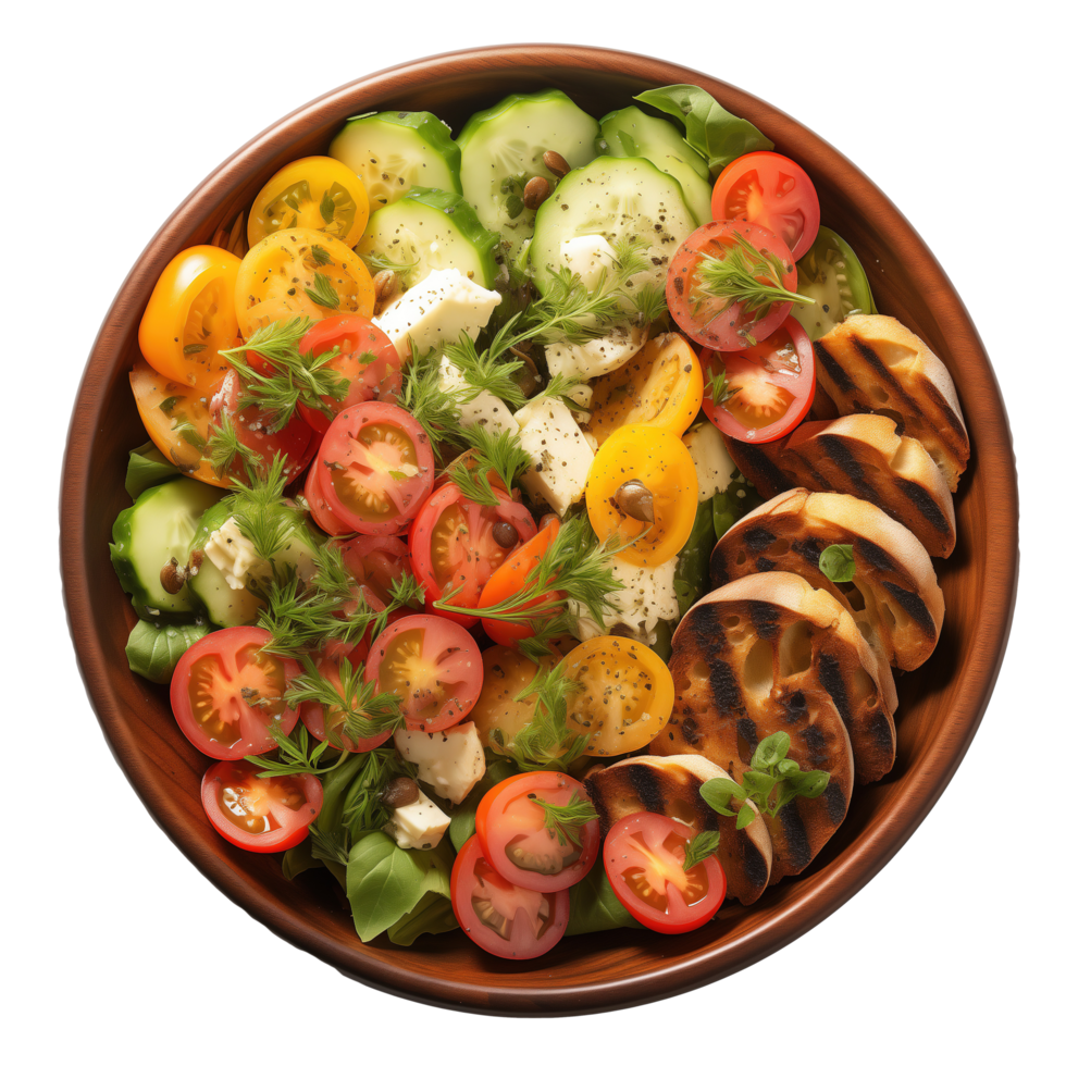 AI generated Plate with vegetable salad on transparent background png