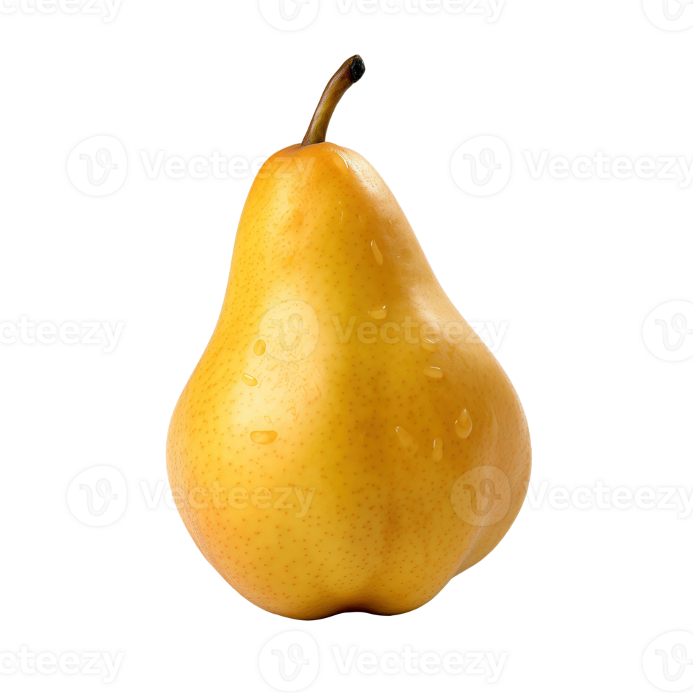 AI generated Ripe yellow pear with water drops isolated on a transparent background png