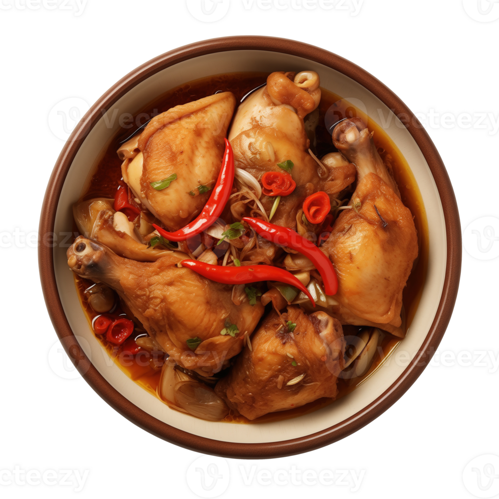 AI generated Bowl of spicy chicken soup on transparent background png