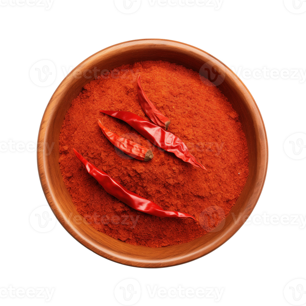 AI generated Cayenne pepper in bowl isolated on transparent background png