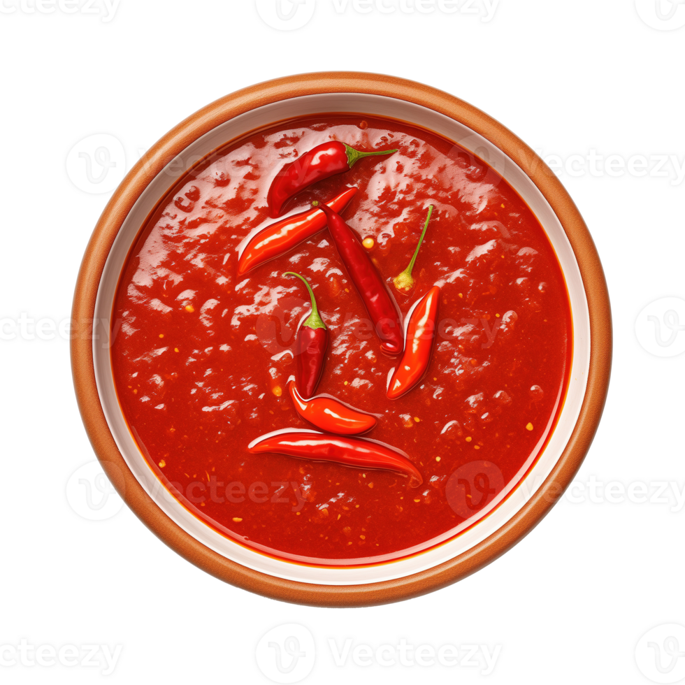 AI generated Bowl of spicy chilli sauce on transparent background png