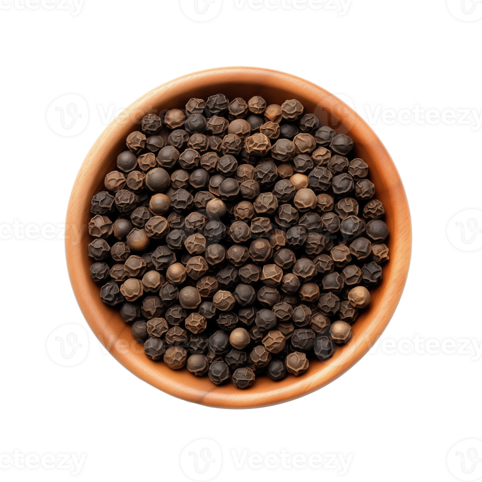 AI generated Black pepper in a bowl isolated on transparent background png