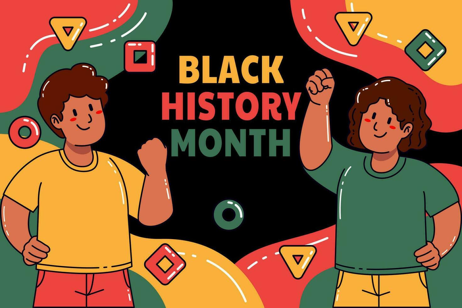 Black History Month banner with a man and a woman vector