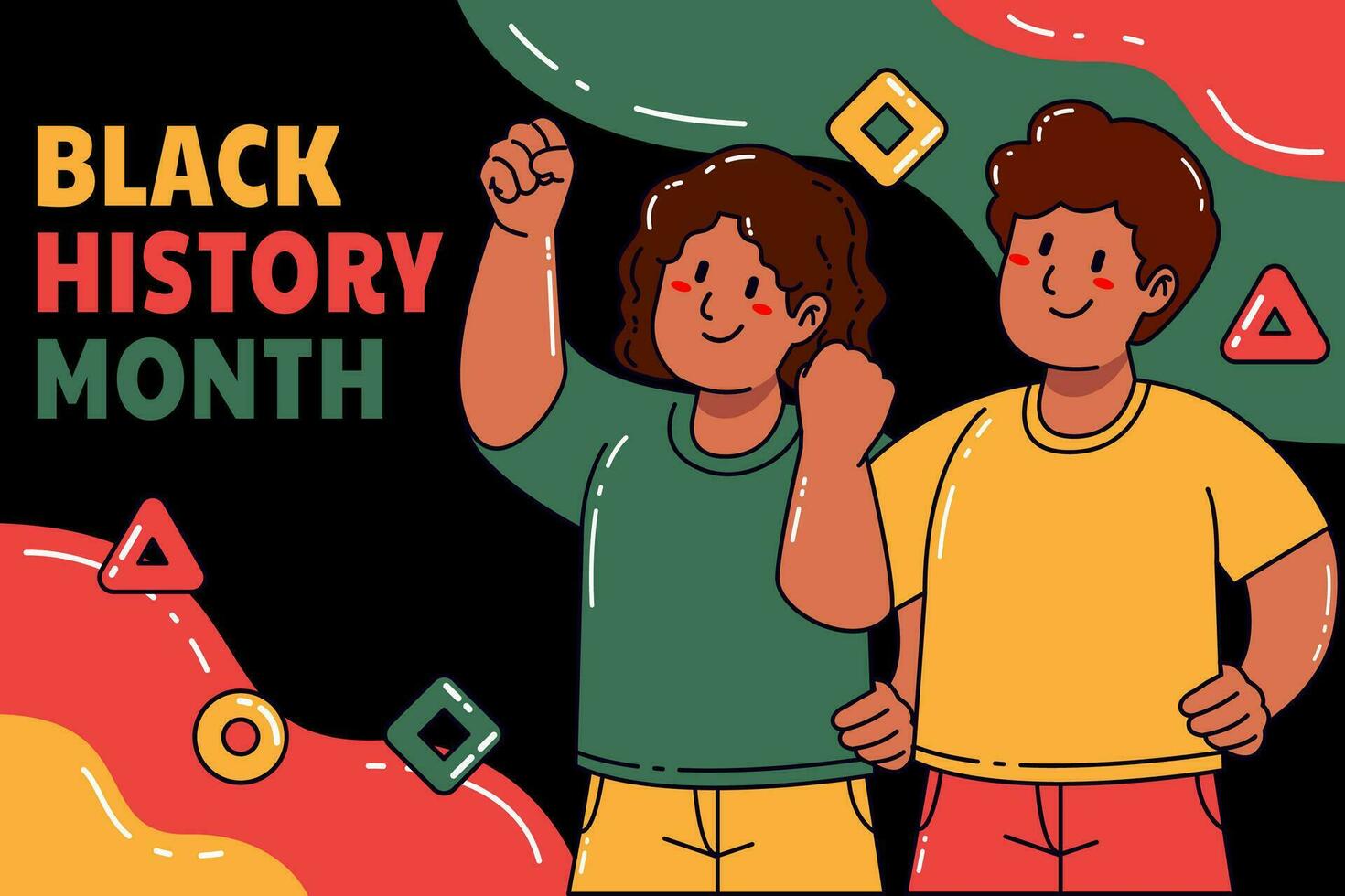 Black History Month banner with a man and a woman vector