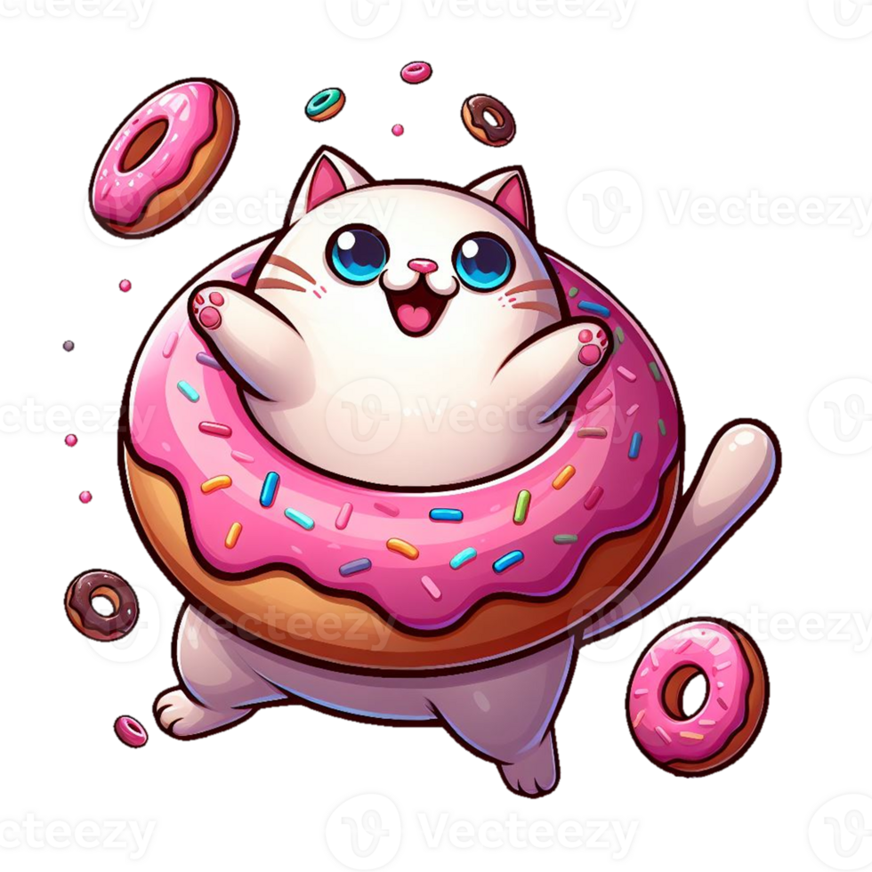 grappig donut kat vector png