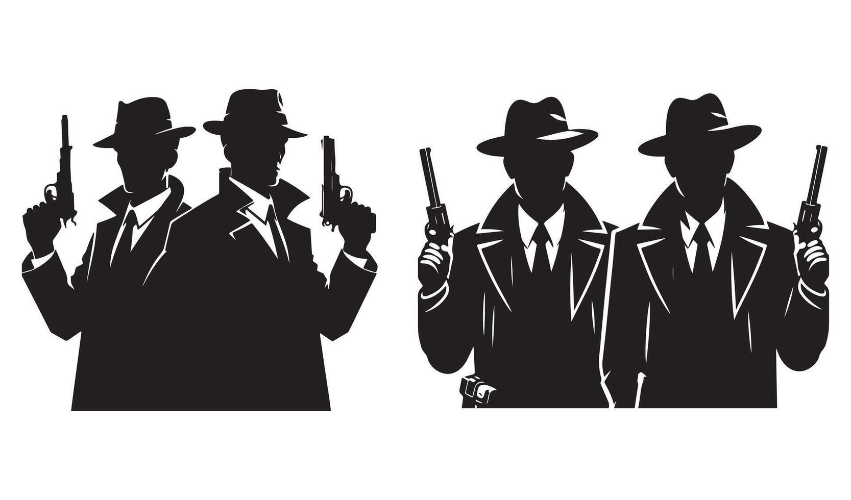 mafia silueta vector detective silueta vector aislado en blanco antecedentes