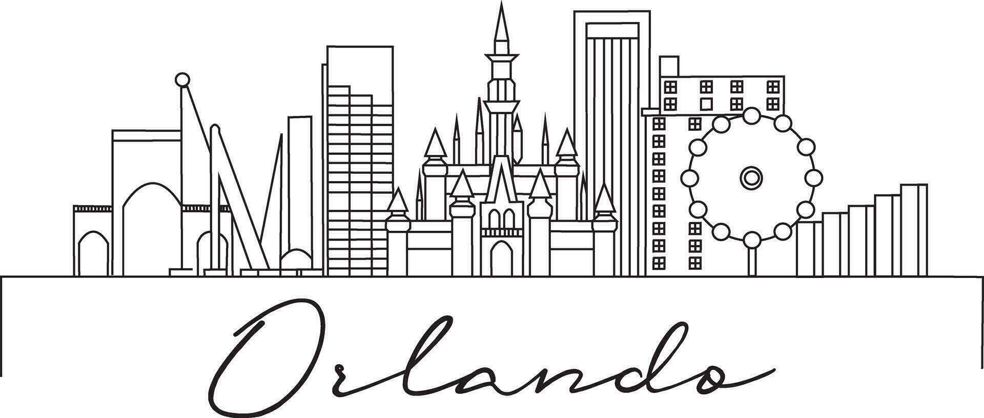 Orlando City Line Draw Free Vector