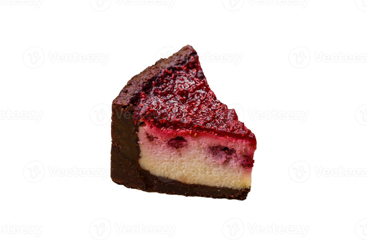 Delicious sweet cheesecake cake with mascarpone cheese, raspberries and jam photo