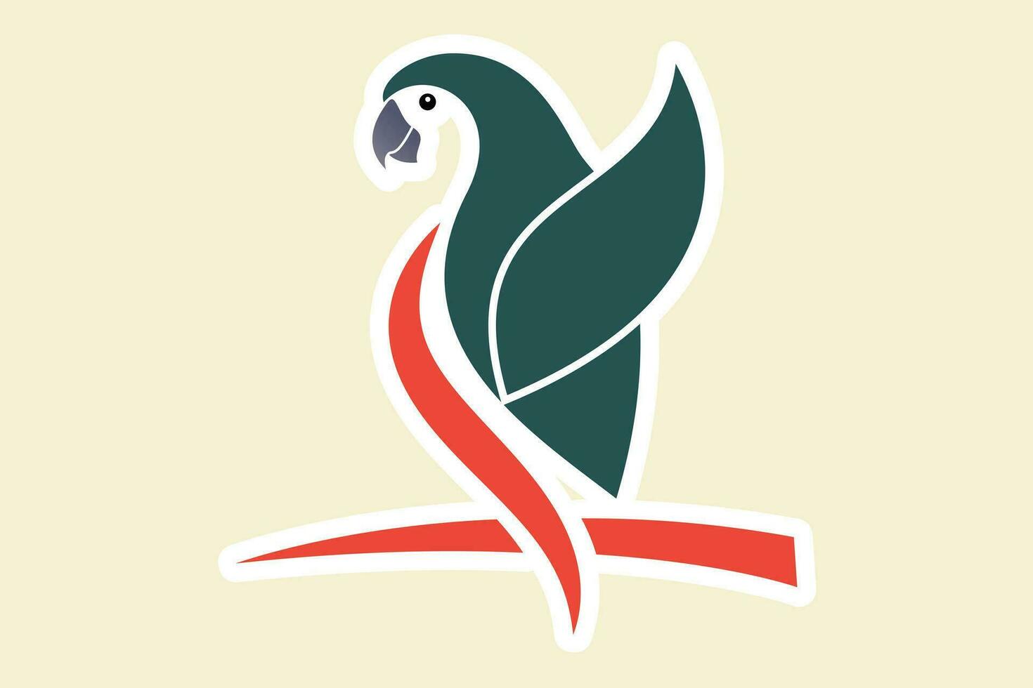 Green Modern and simple parrot bird Sticker design vector illustration. Animal nature icon concept. Abstract emblems parrot sticker design logo.