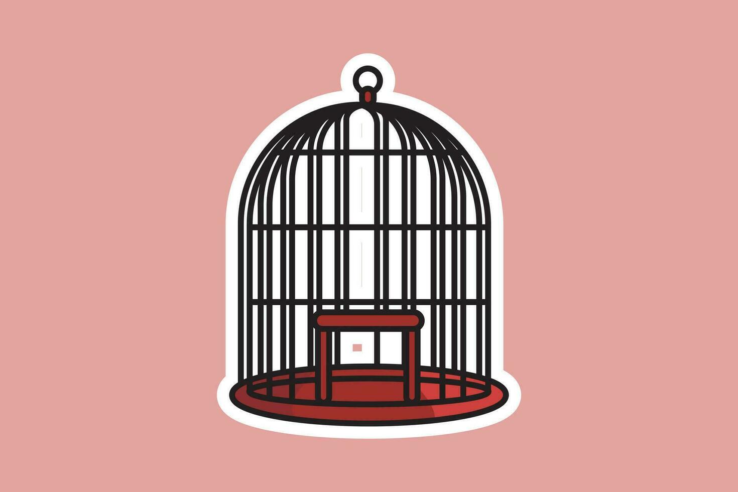 Birdcage with Open Door sticker design vector illustration. Animal nature object icon concept. Birdcage sticker design logo.