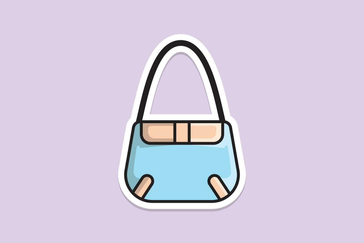 Women Fashion Clutch Leather Purse or Bag sticker design vector illustration. Beauty fashion objects icon concept. Modern style evening handbag sticker design logo icon.