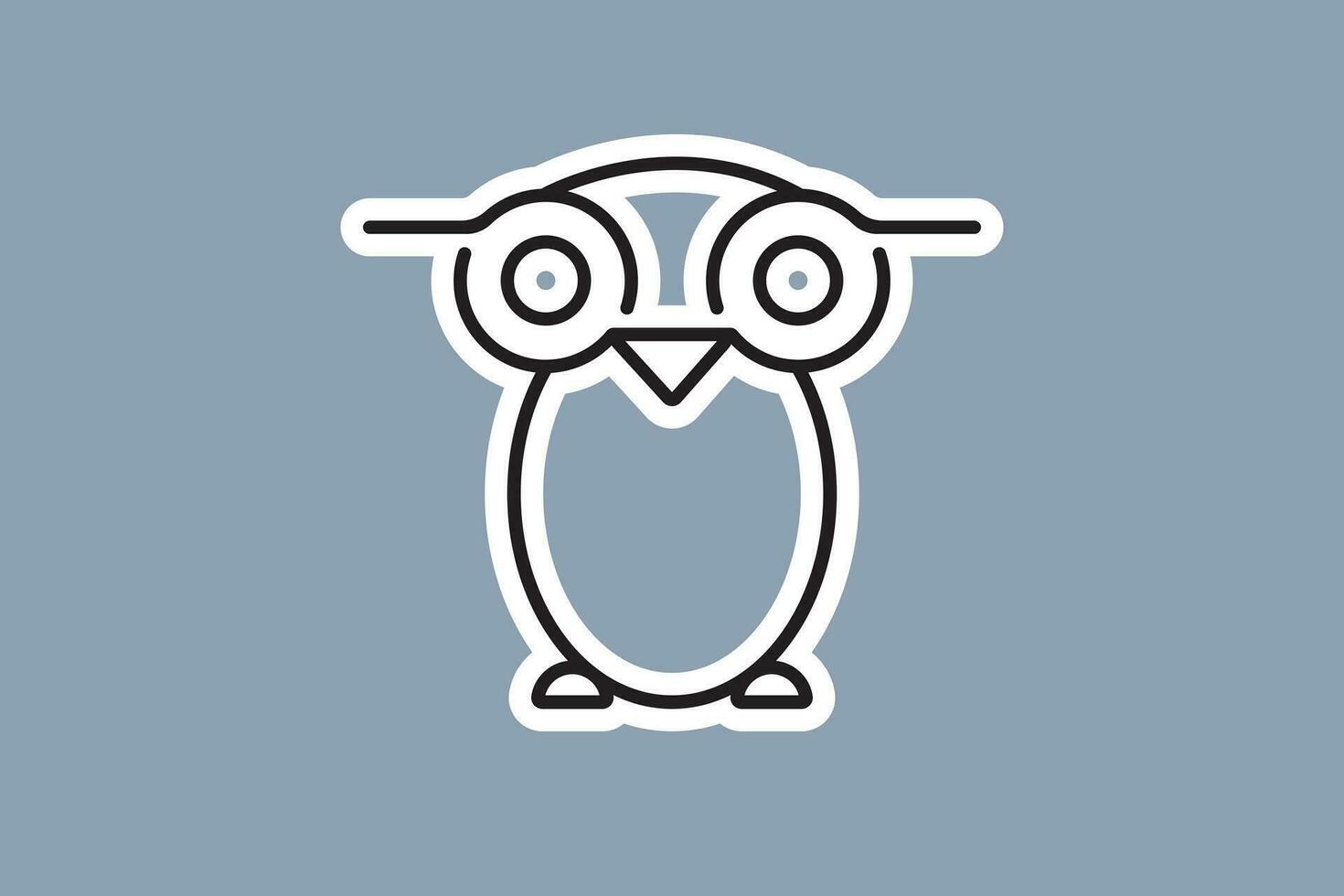 búho pegatina logo diseño en moderno estilo logo icono. búho pegatina icono vector aislado en azul antecedentes. búho creativo icono logo diseño.