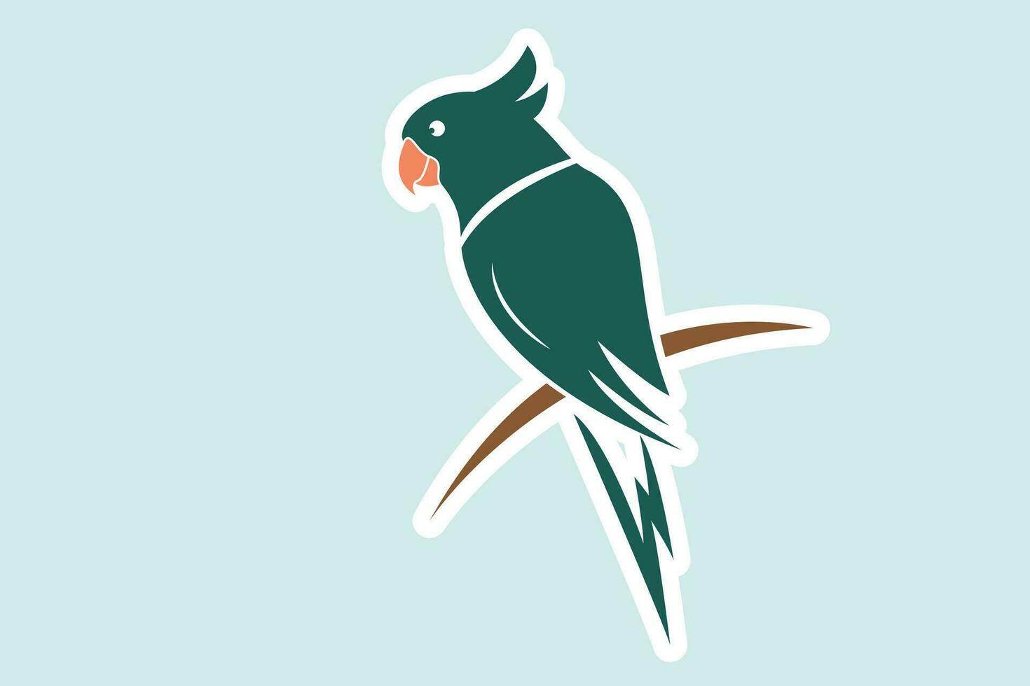 Green Modern and simple parrot bird Sticker design vector illustration. Animal nature icon concept. Abstract emblems parrot sticker design logo.