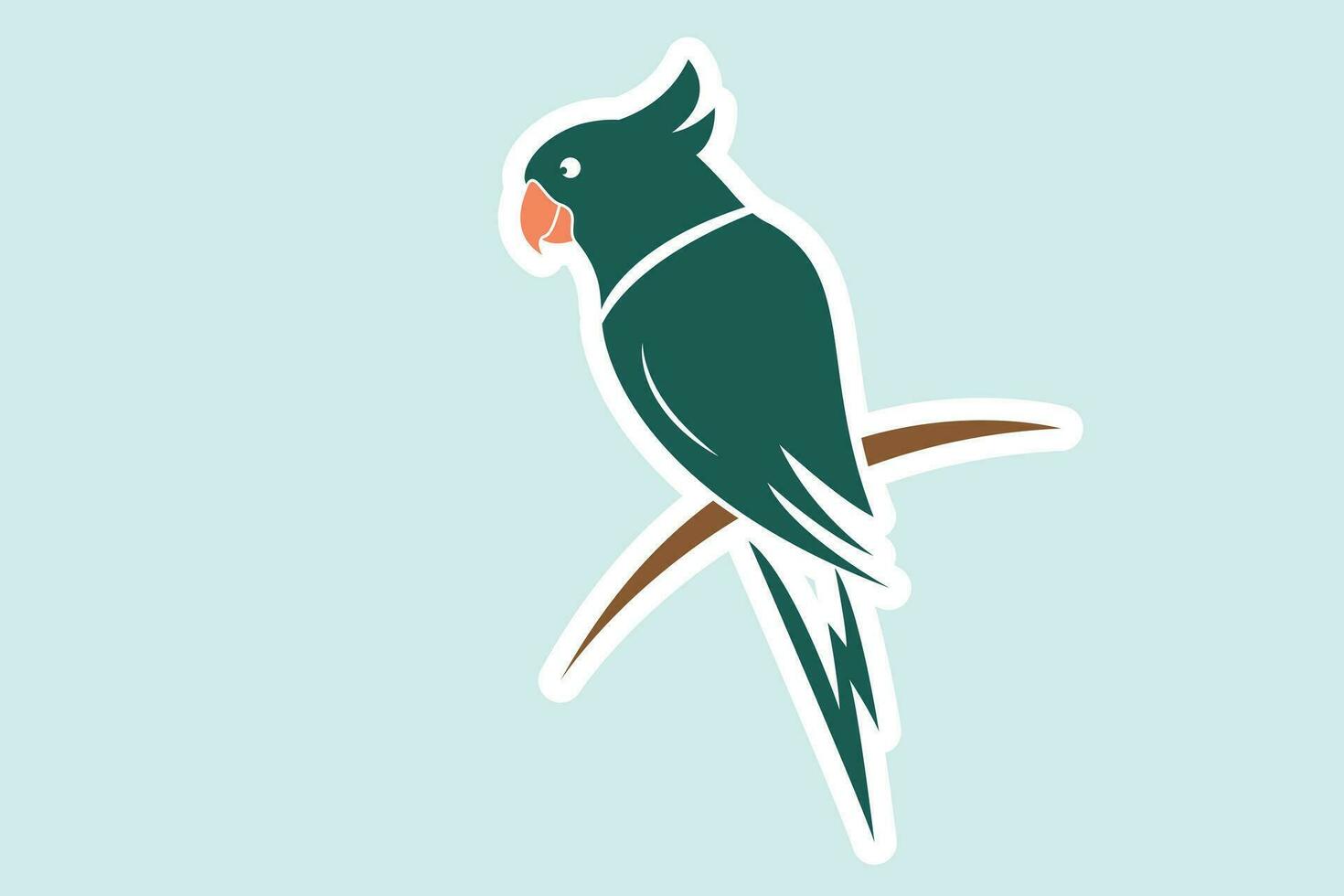 verde moderno y sencillo loro pájaro pegatina diseño vector ilustración. animal naturaleza icono concepto. resumen emblemas loro pegatina diseño logo.