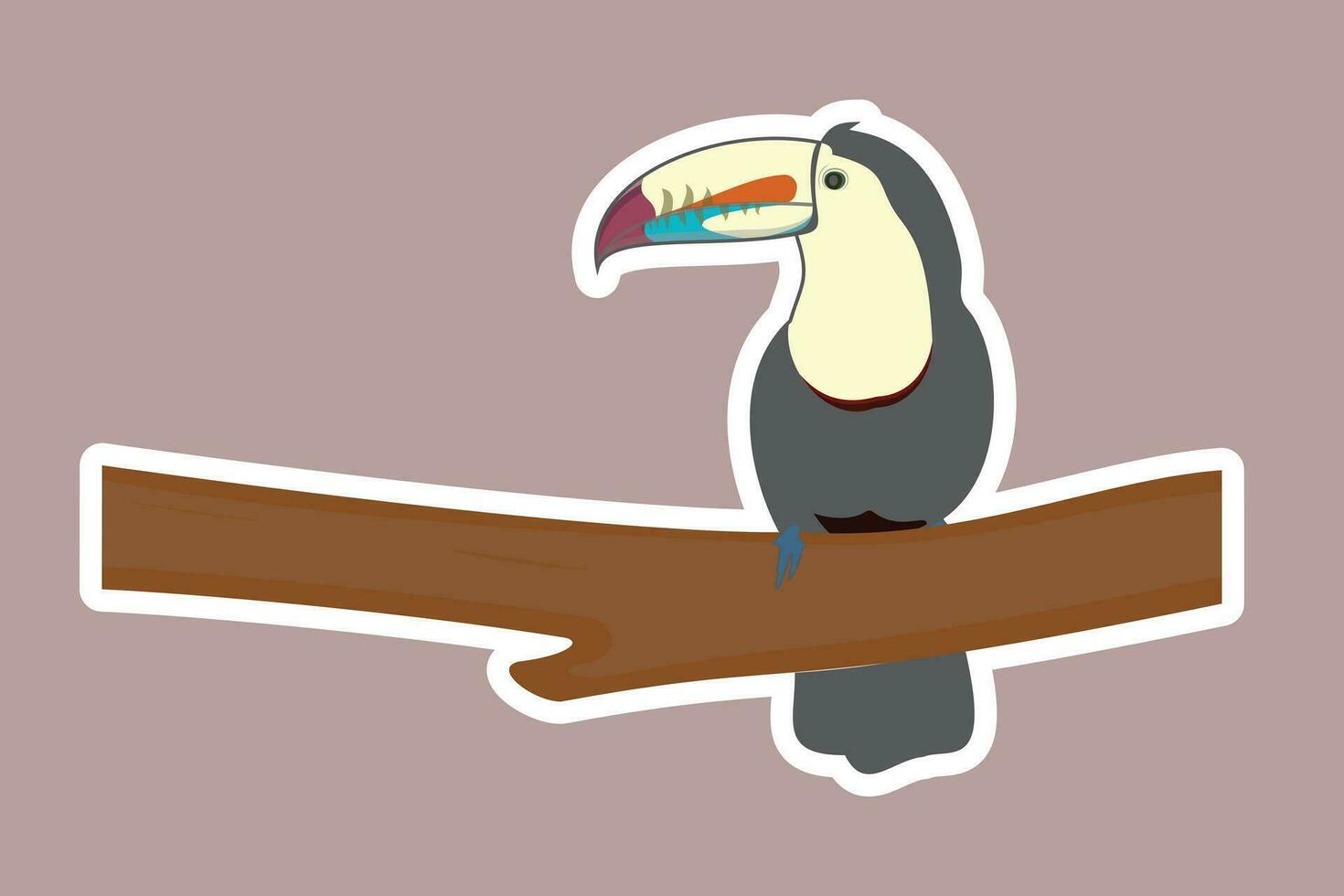 Toucan bird vector cartoon flat icon sticker design illustration. Cute Toucan bird cartoon sticker vector illustration.