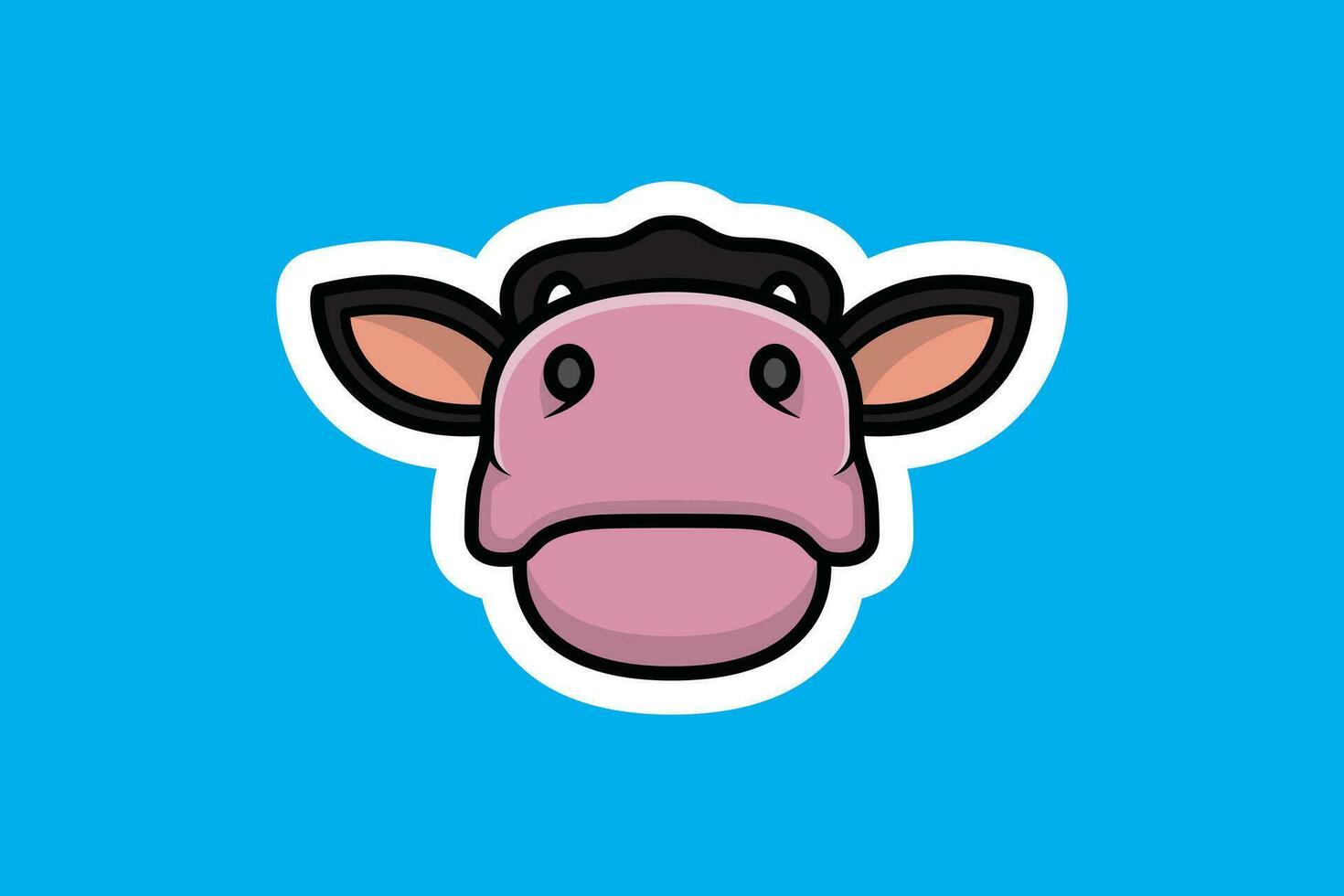 Beautiful Cow Head Sticker design vector illustration. Animal object icon concept. Farm animal cow cartoon character sticker design. Eid Mubarak icon concept.