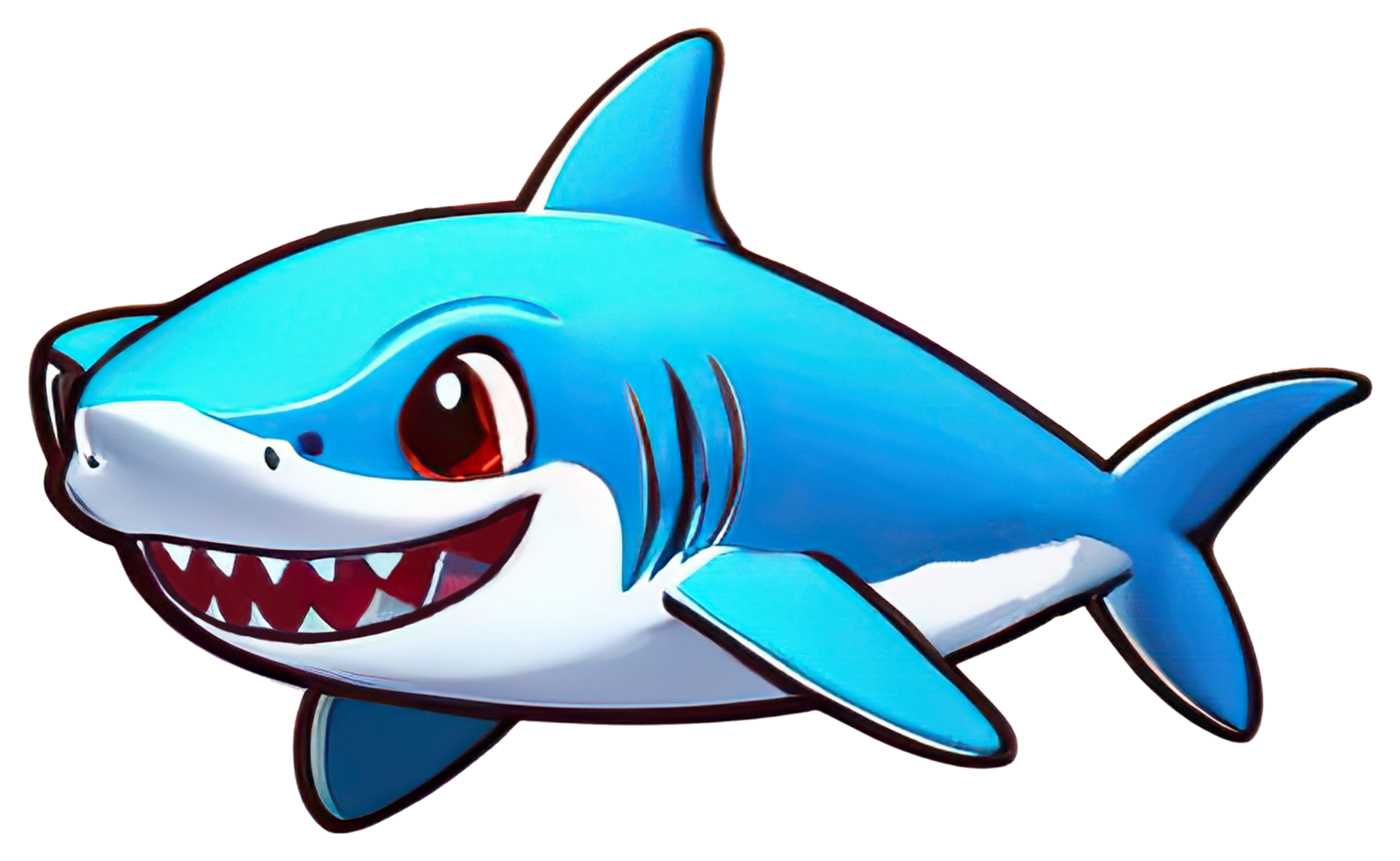 ai generato carino blu squalo etichetta png