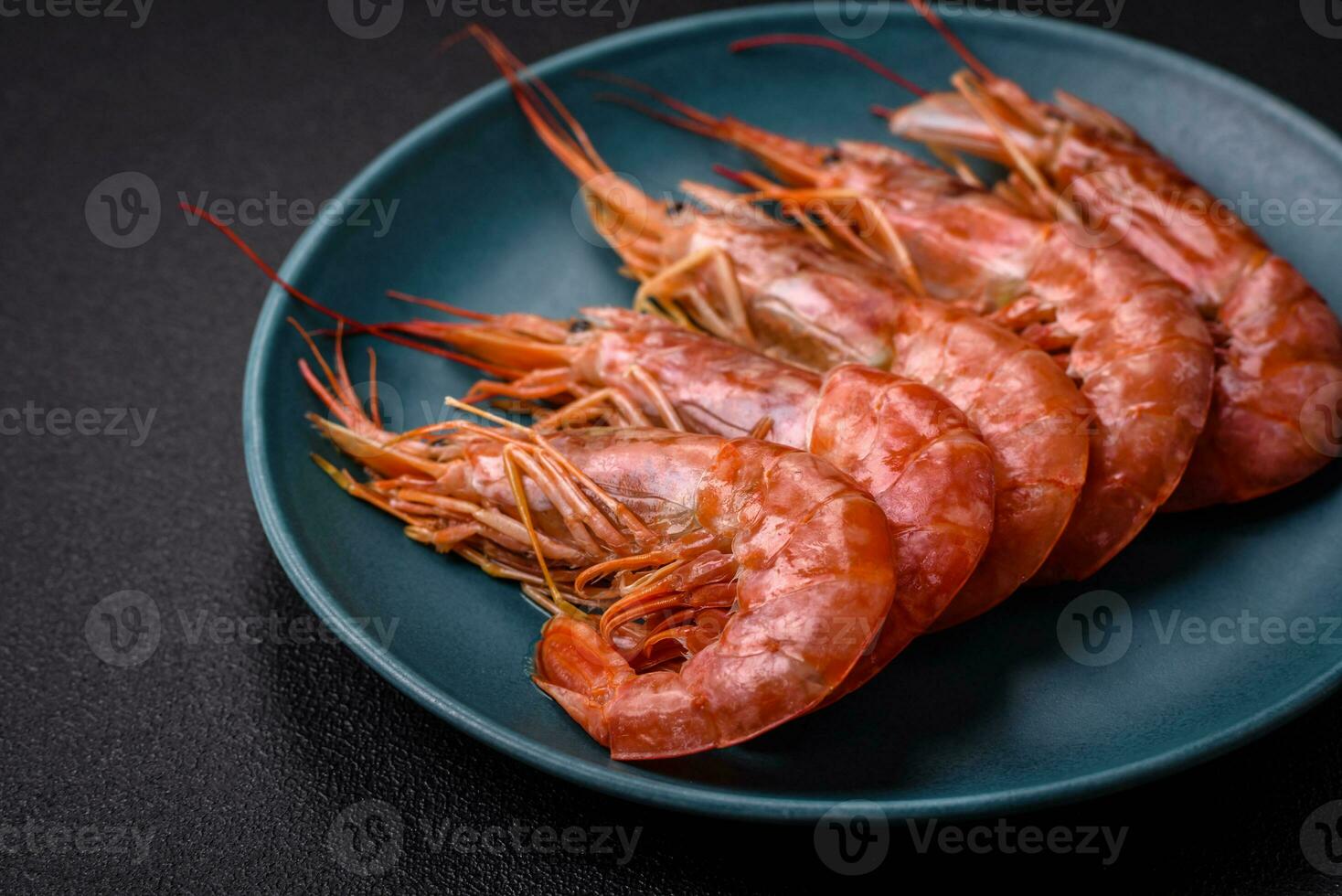 Tiger shrimp or langoustine boiled with spices and salt photo