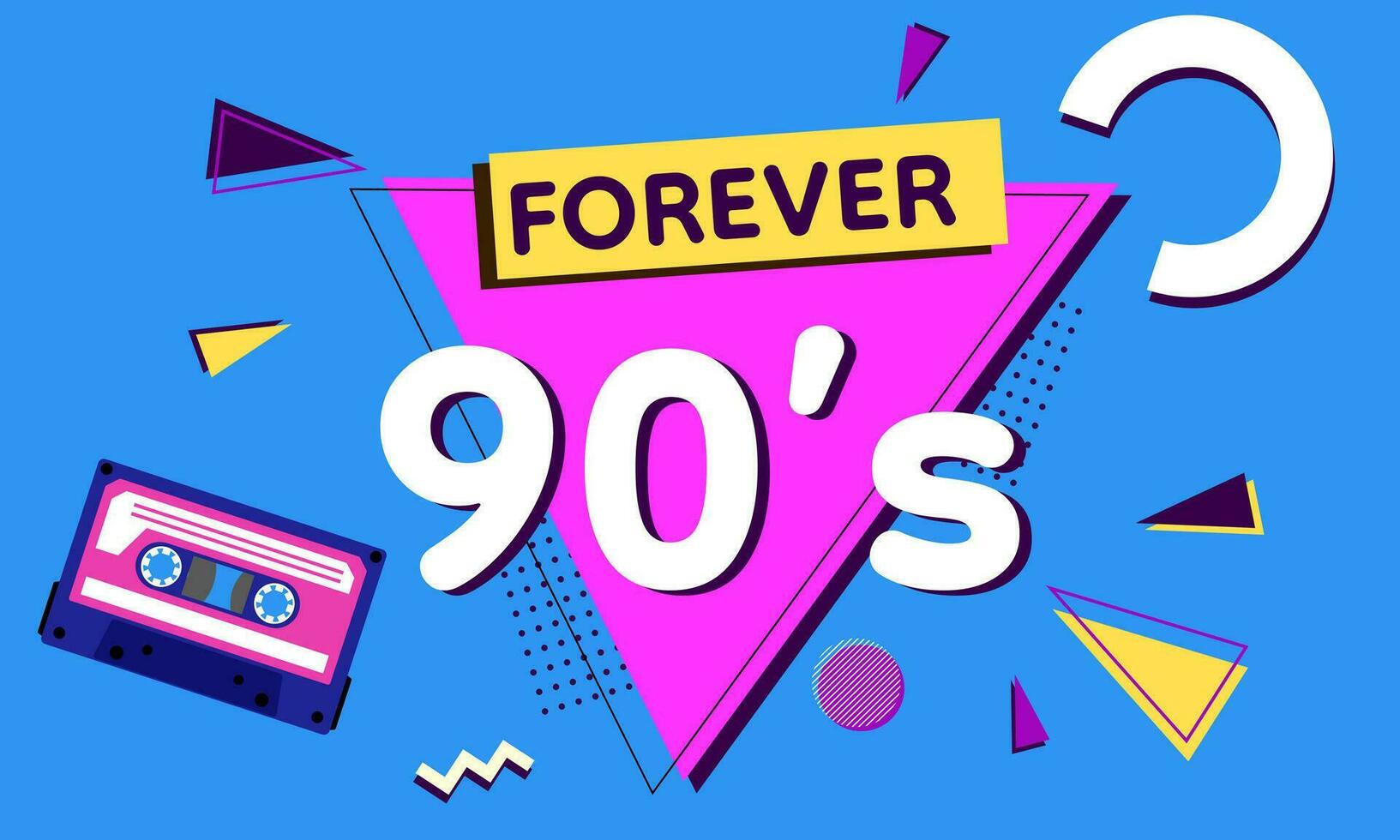 90s retro poster. 90s and 80s background design. 90s style vintage banner. Vector illustration