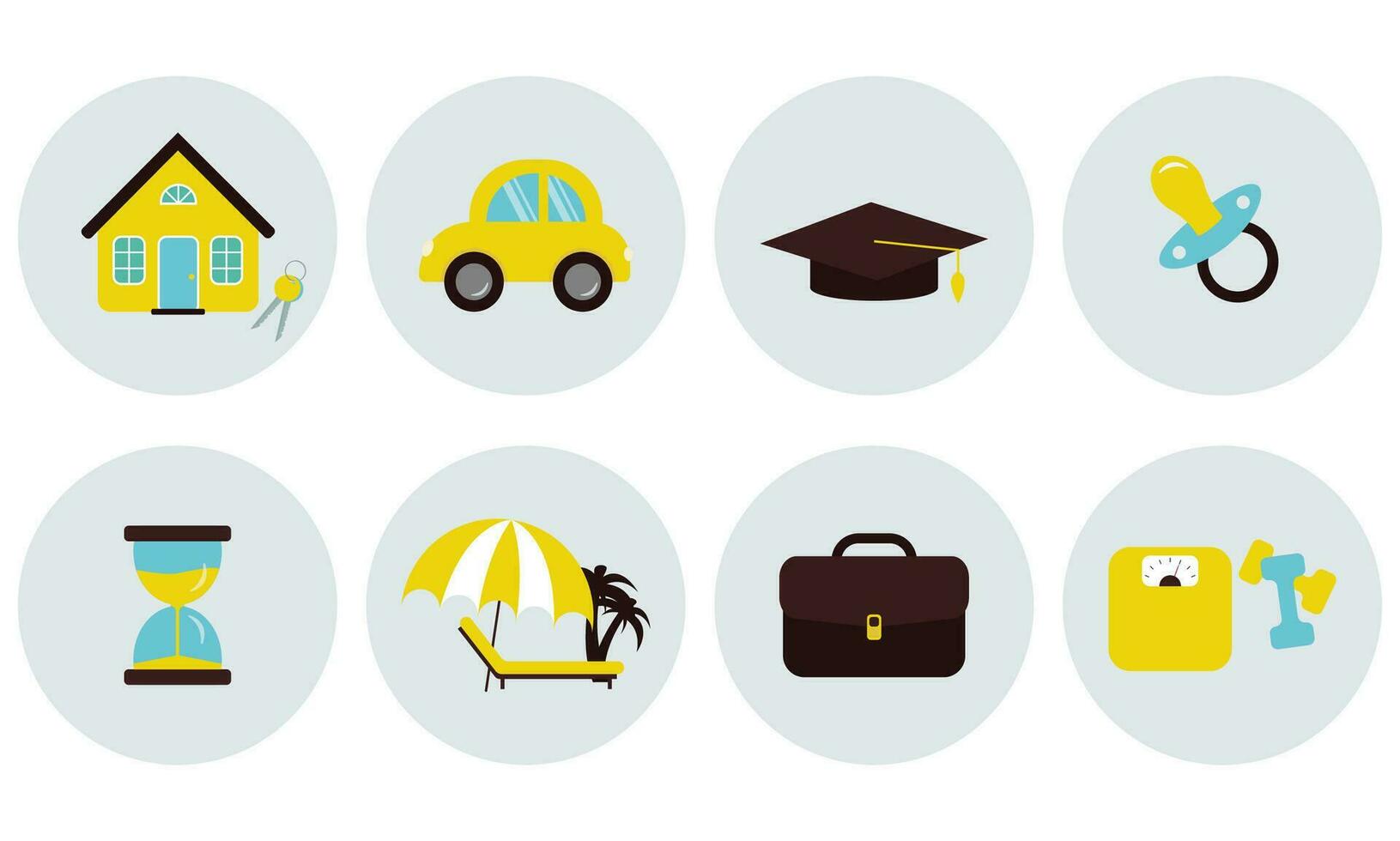 Life icons vector flat concept