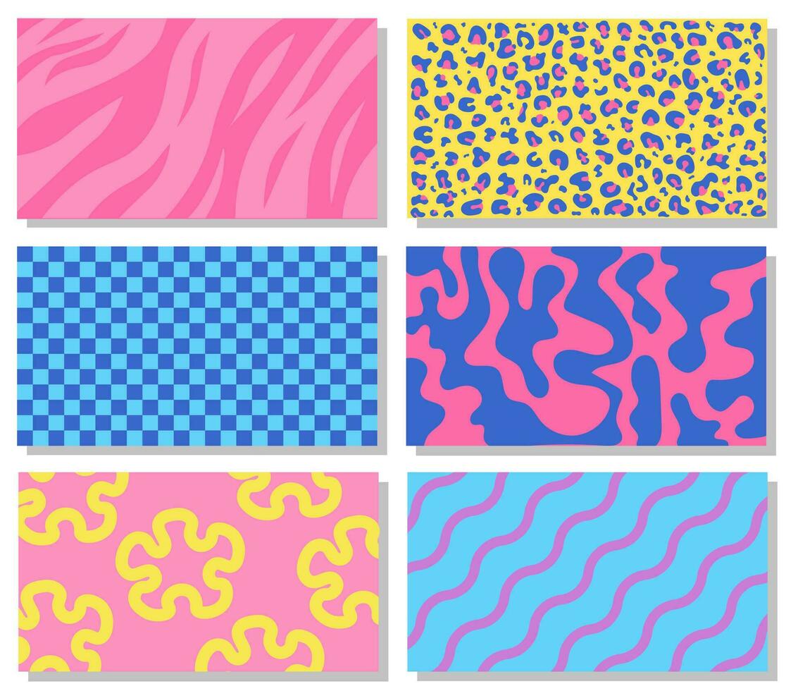 Background retro y2k pack set. Set of colour background in retro style. vector