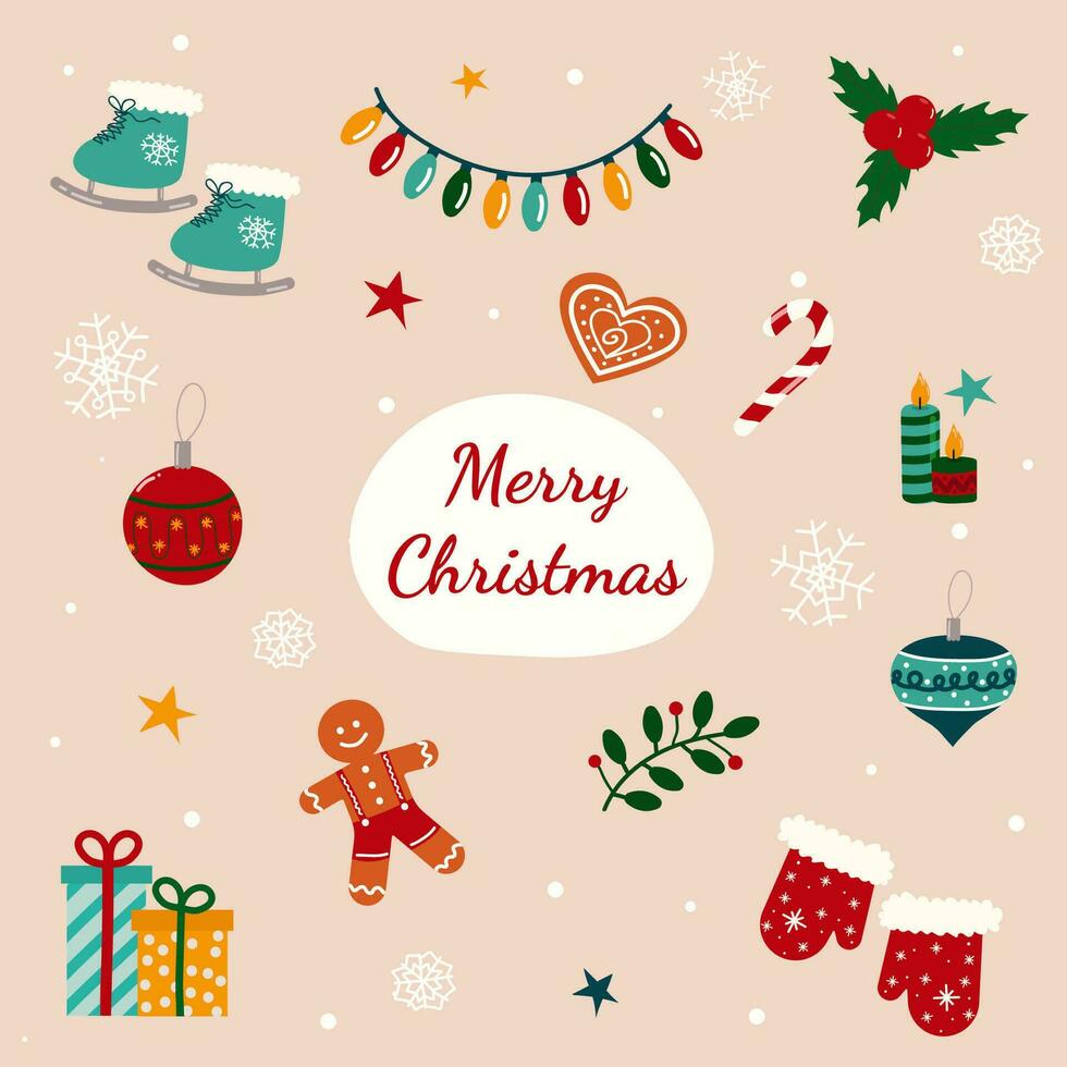 Merry Christmas set concept vector