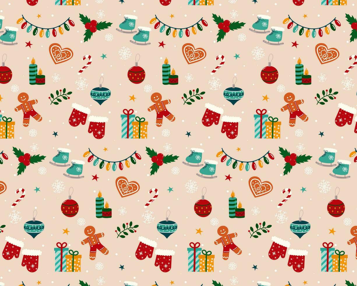 Christmas cute winter pattern vector