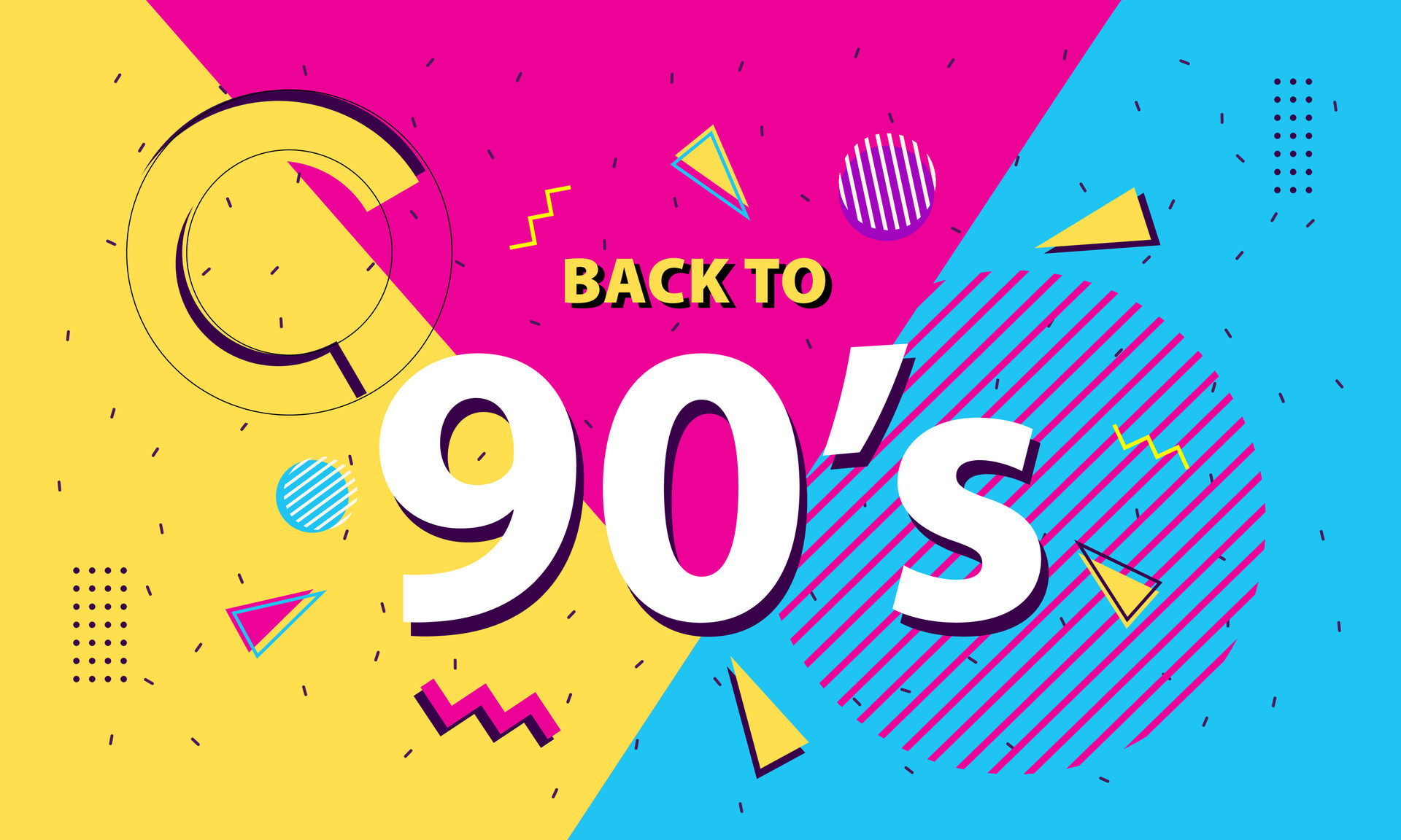 90s Retro Posters Back In The 90s 90s Style Background Banner Vector we-are-in-the-90s-90s-bright-cover-or-party-invitation-card-in-retro