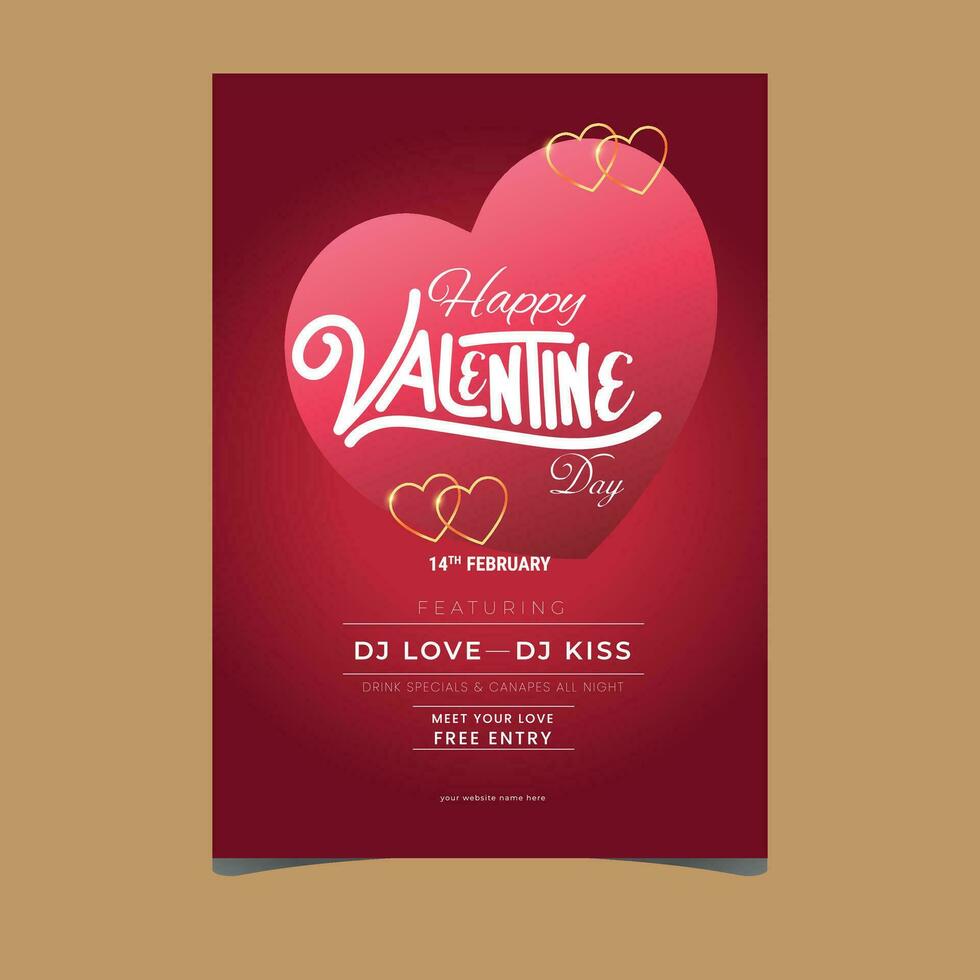 Valentine day party flyer, poster, banner vector