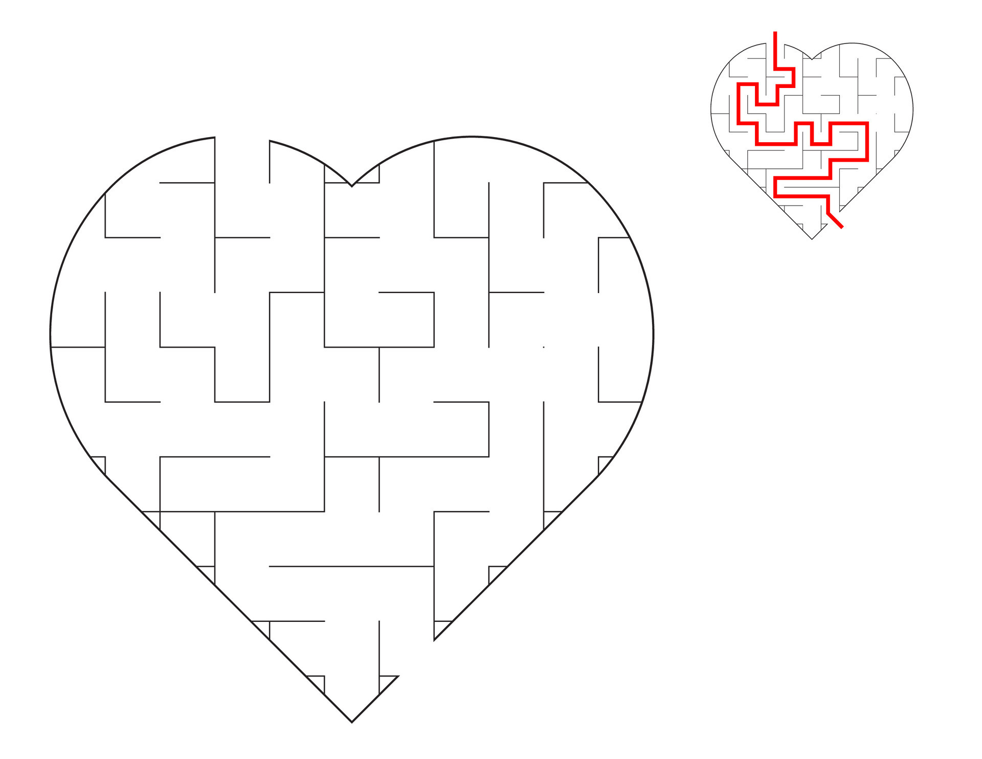 Heart Maze, a puzzle game with mazes. A maze game. A maze with answers