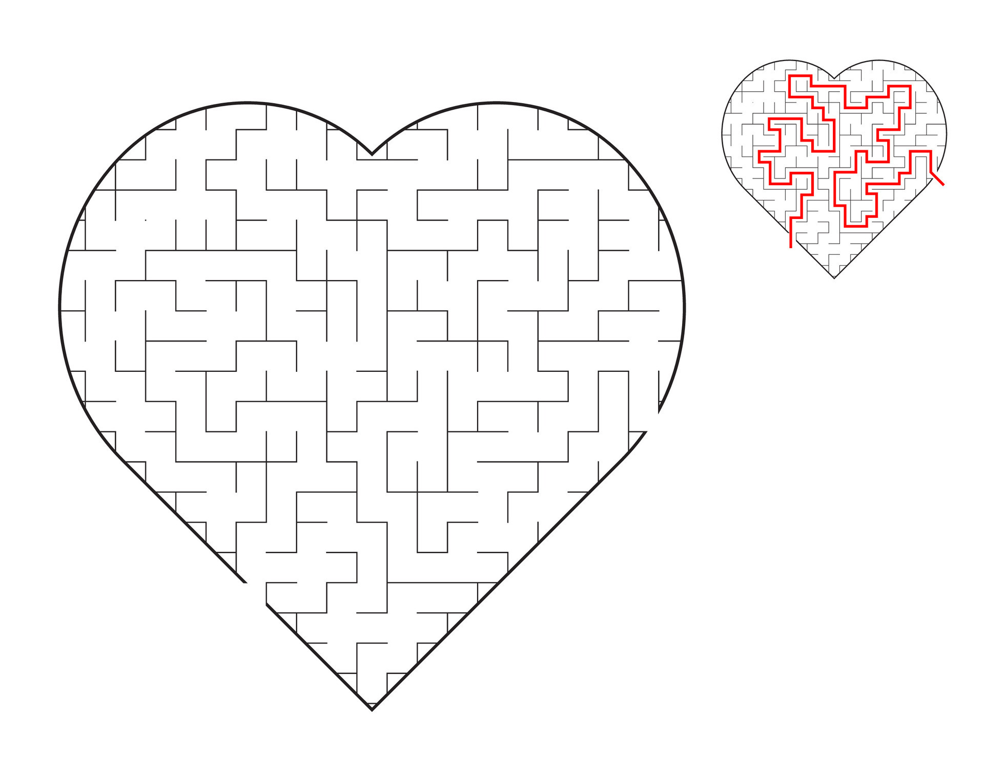 corazón laberinto, un rompecabezas juego con laberintos. un laberinto