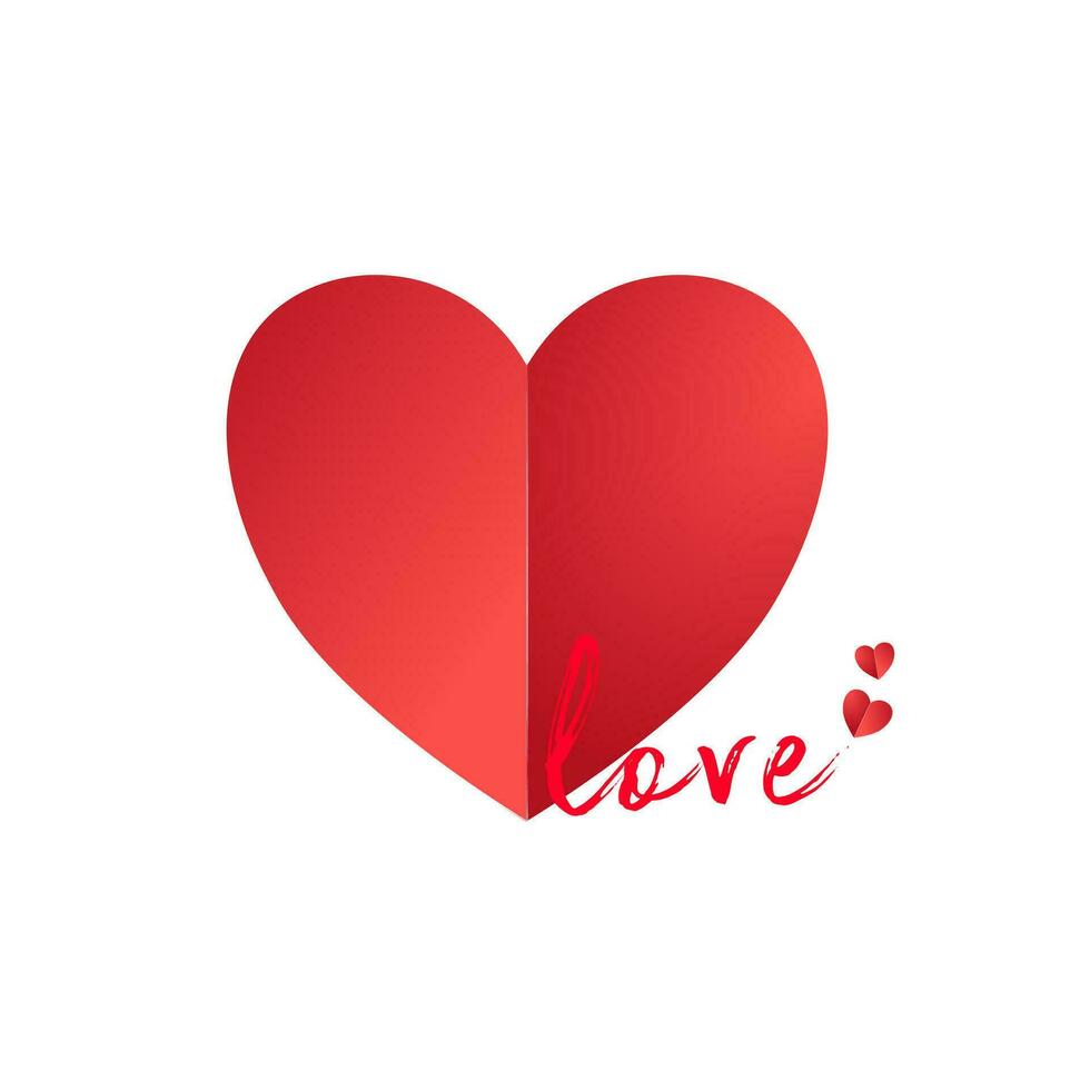 Red heart on a white background. Valentines Day. Vector illustration