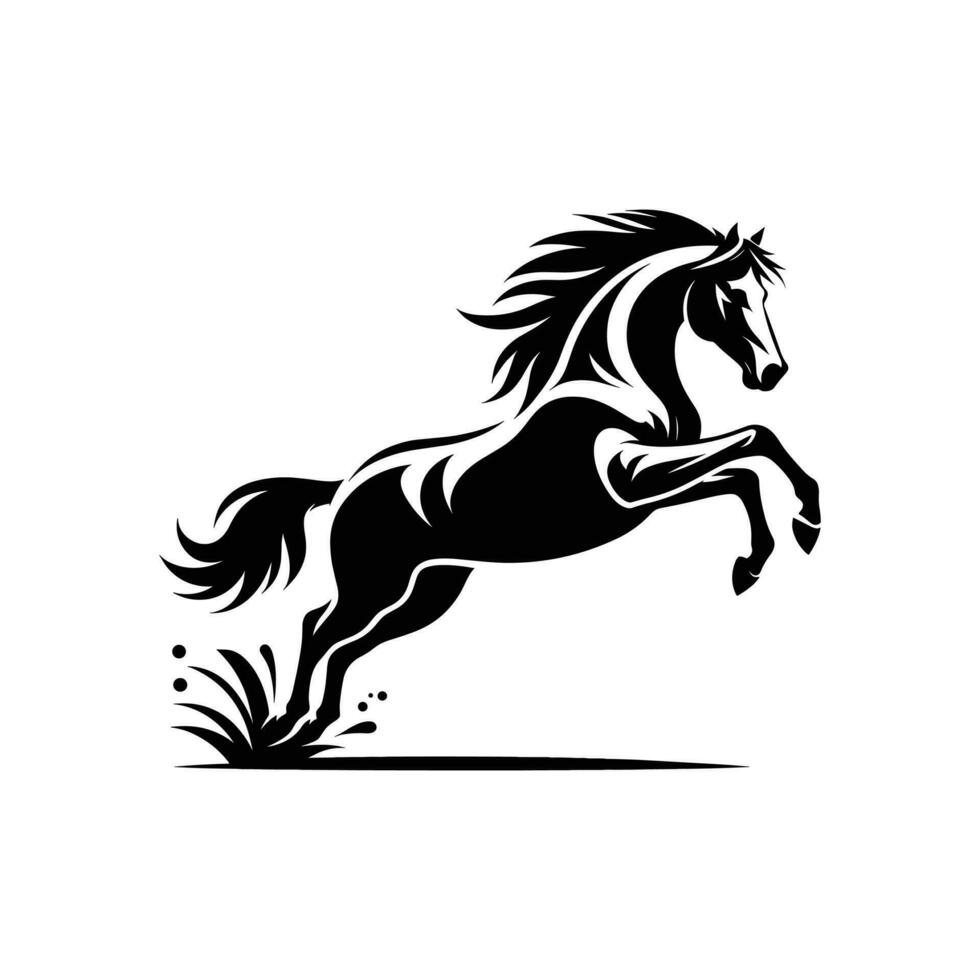 Vector Illustration Silhouetted Rearing Horse Logo Icon Symbol