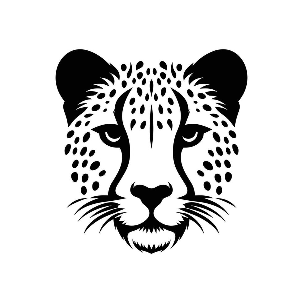 Graceful Predator Cheetah Head Logo Symbol in Silhouetted Vector Art