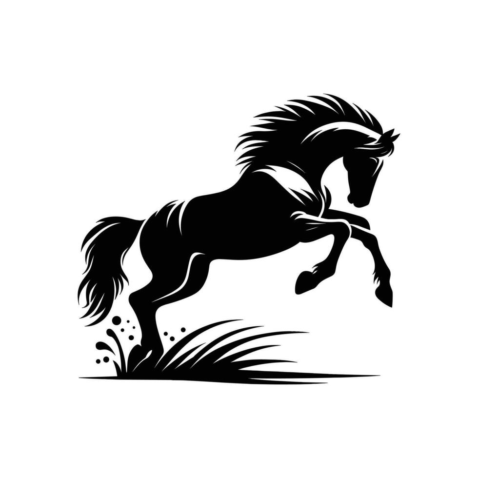 Equestrian Majesty Silhouette of Rearing Horse Logo Vector Illustration