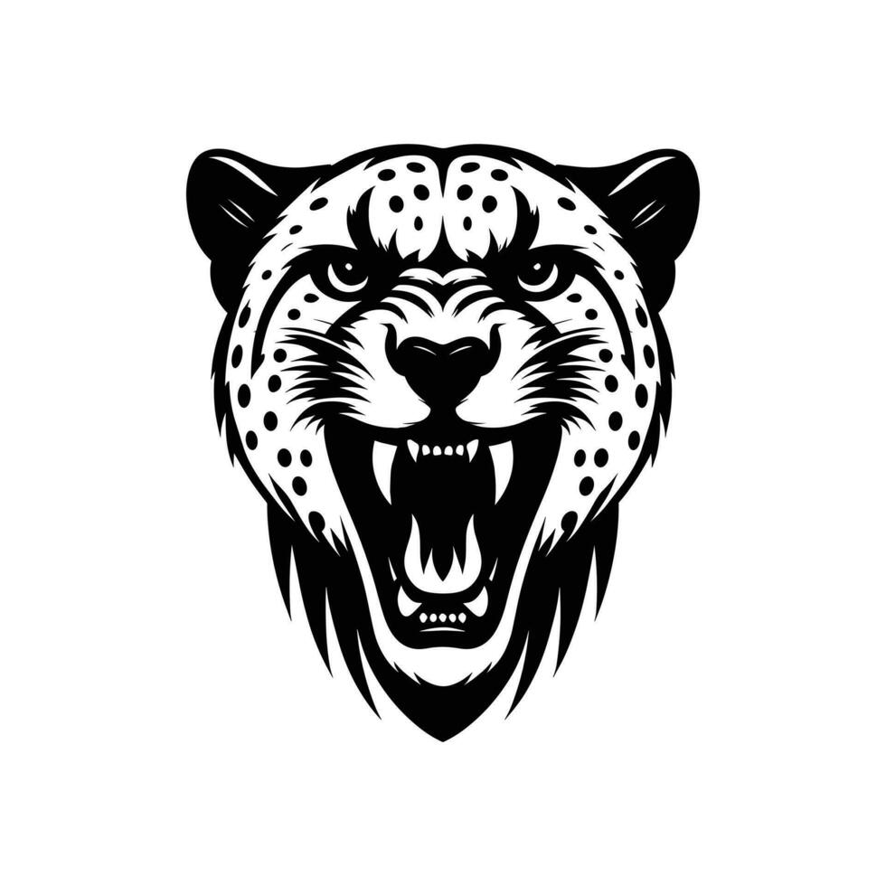 agraciado depredador leopardo cabeza logo símbolo en silueta vector Arte