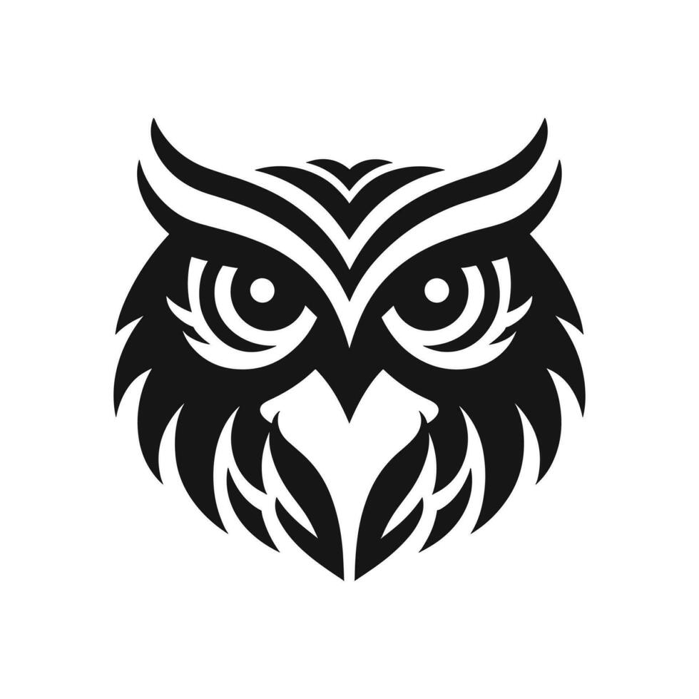 Silhouette of owl face logo icon symbol mascot vector illustration
