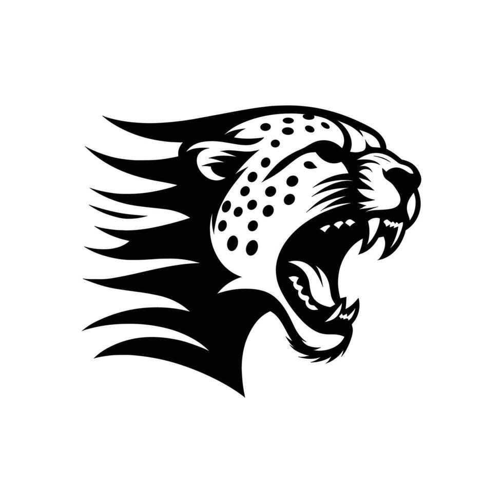 Sleek and Powerful Cheetah Head Silhouette Logo Icon Symbol Vector Illustration