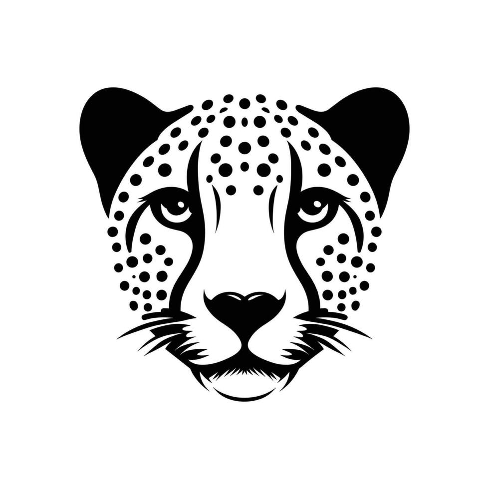 pulcro y poderoso leopardo cabeza silueta logo icono símbolo vector ilustración