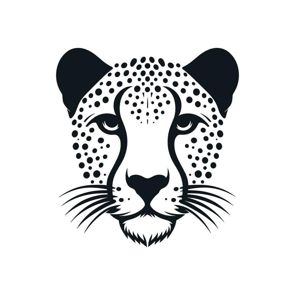 Dynamic Elegance Cheetah Head Silhouette Icon in Vector Illustration