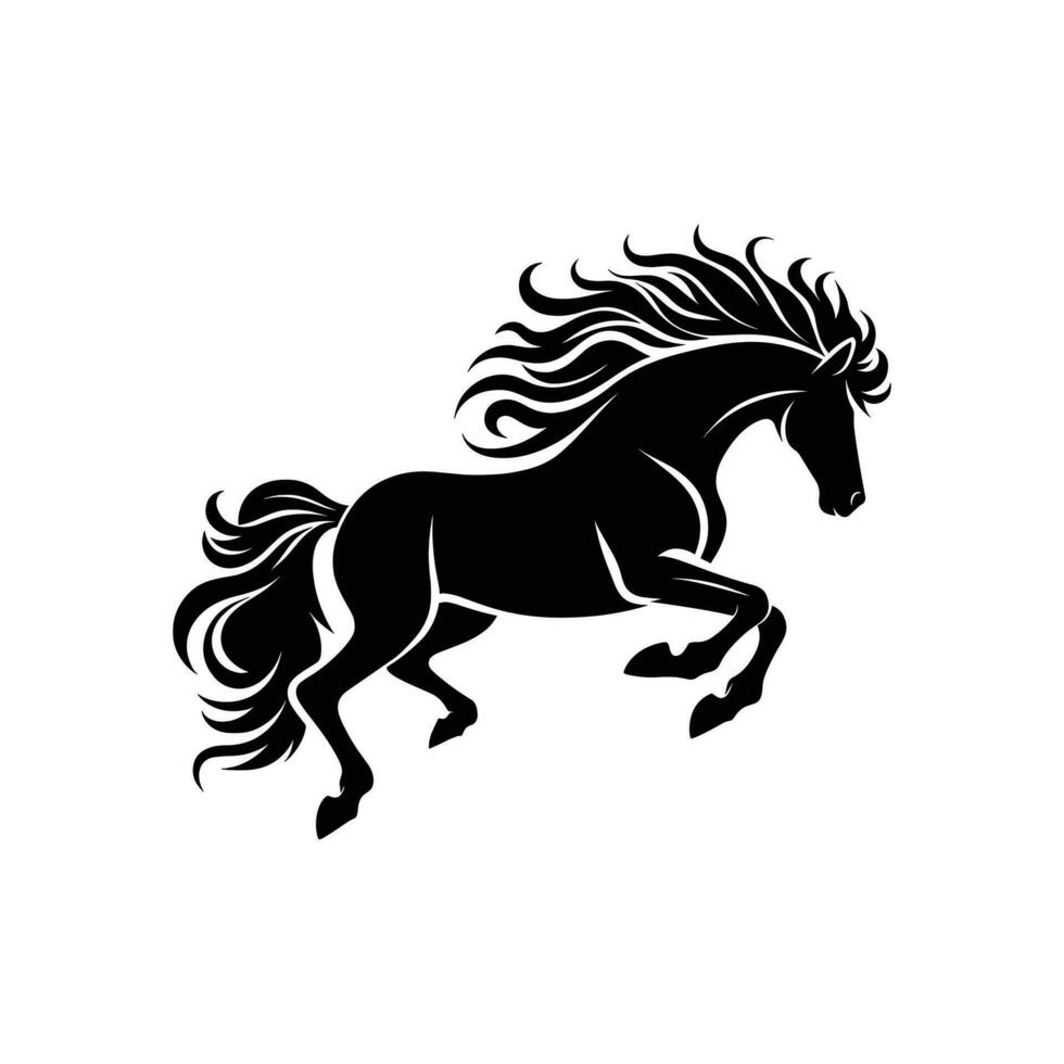 Equestrian Majesty Silhouette of Rearing Horse Logo Vector Illustration