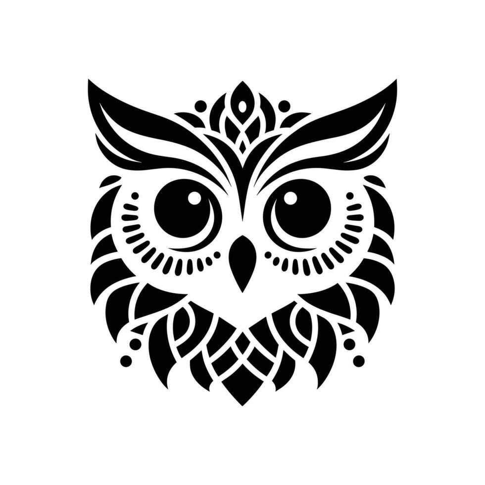 búho mascota logo silueta cara en vector ilustración