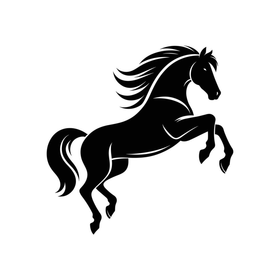 Vector Illustration Silhouetted Rearing Horse Logo Icon Symbol