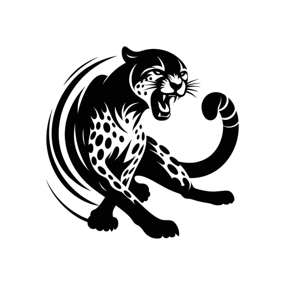 pulcro y poderoso leopardo cabeza silueta logo icono símbolo vector ilustración