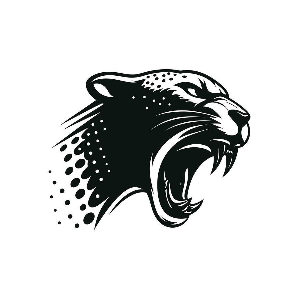 Graceful Predator Cheetah Head Logo Symbol in Silhouetted Vector Art