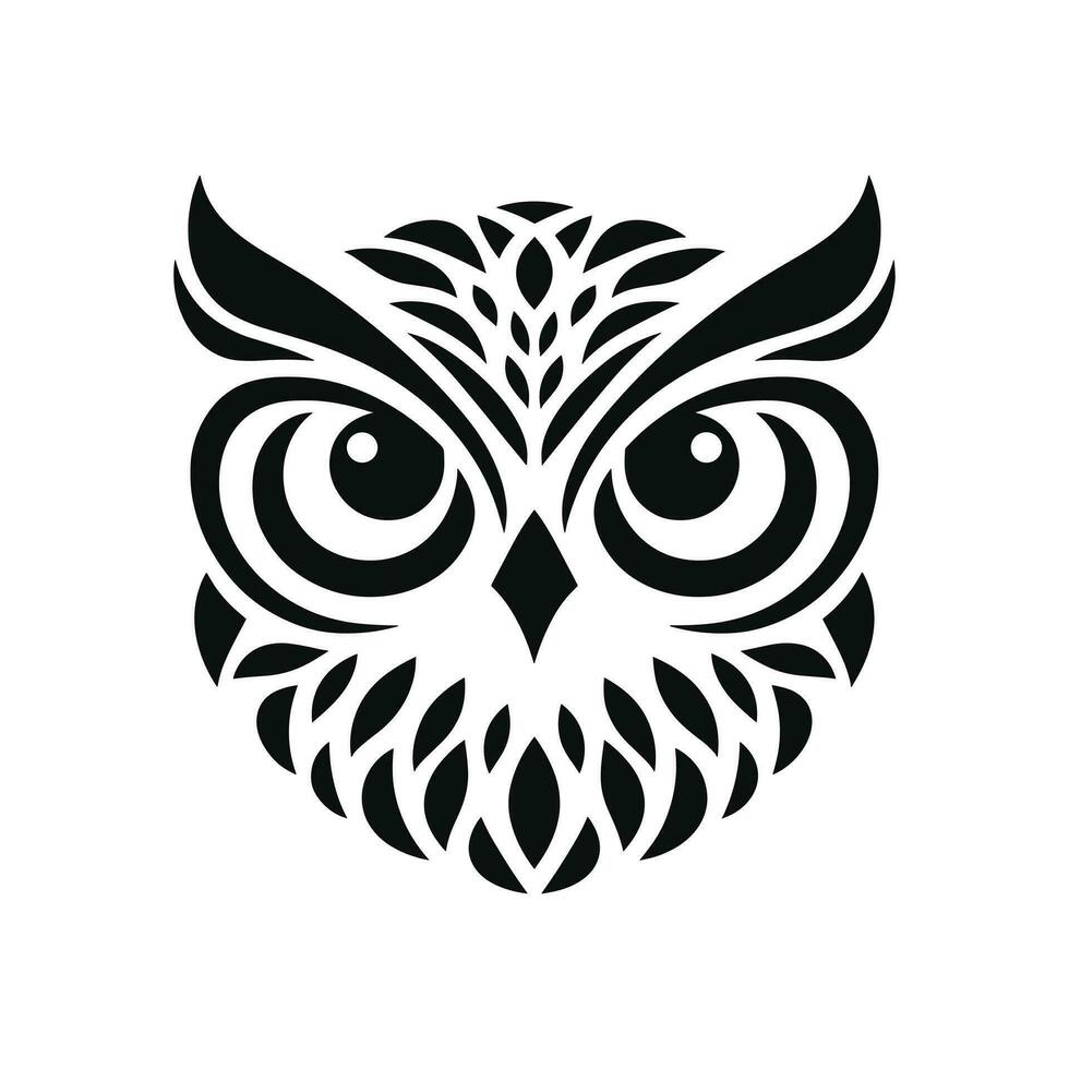 Mystic Owl Symbol Silhouetted Face in Mascot Vector Illustration