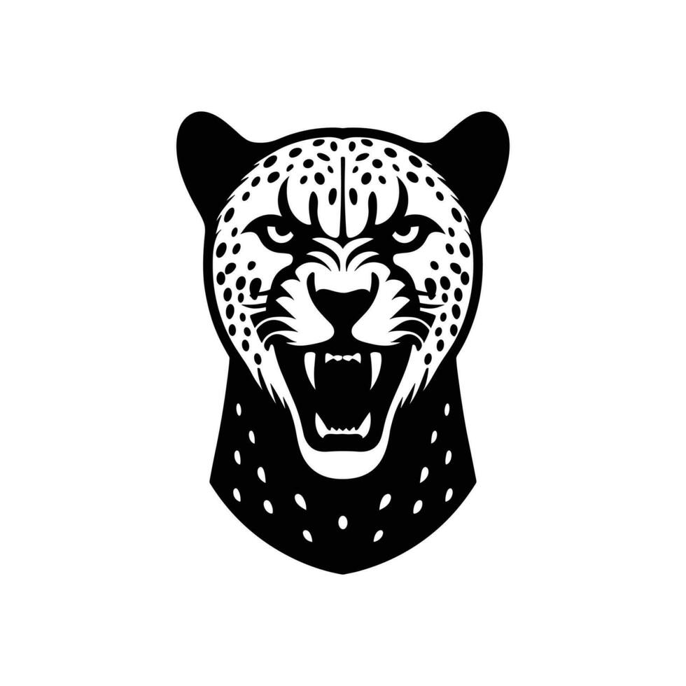 Dynamic Elegance Cheetah Head Silhouette Icon in Vector Illustration