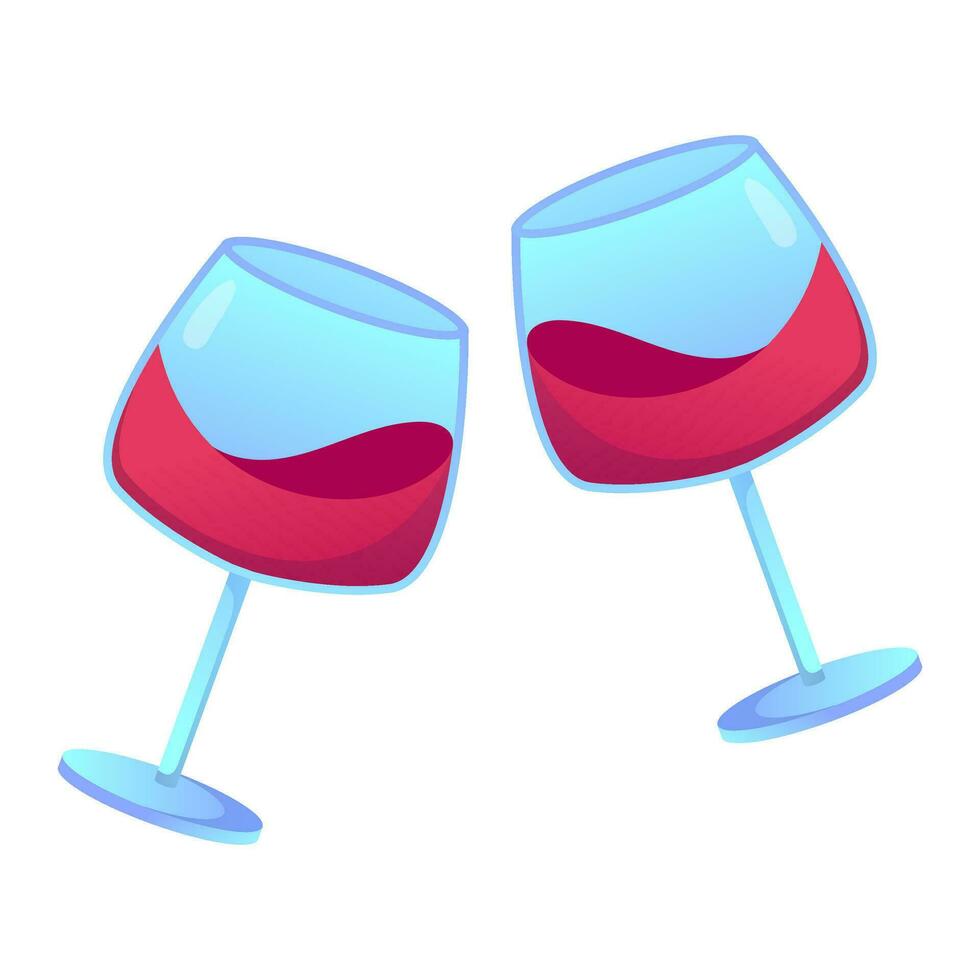 dos lentes de vino aislado en blanco antecedentes vector