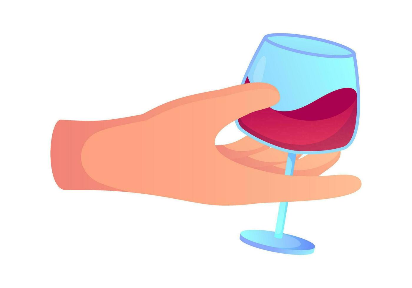 Hand with glass of red wine, isolated on white vector