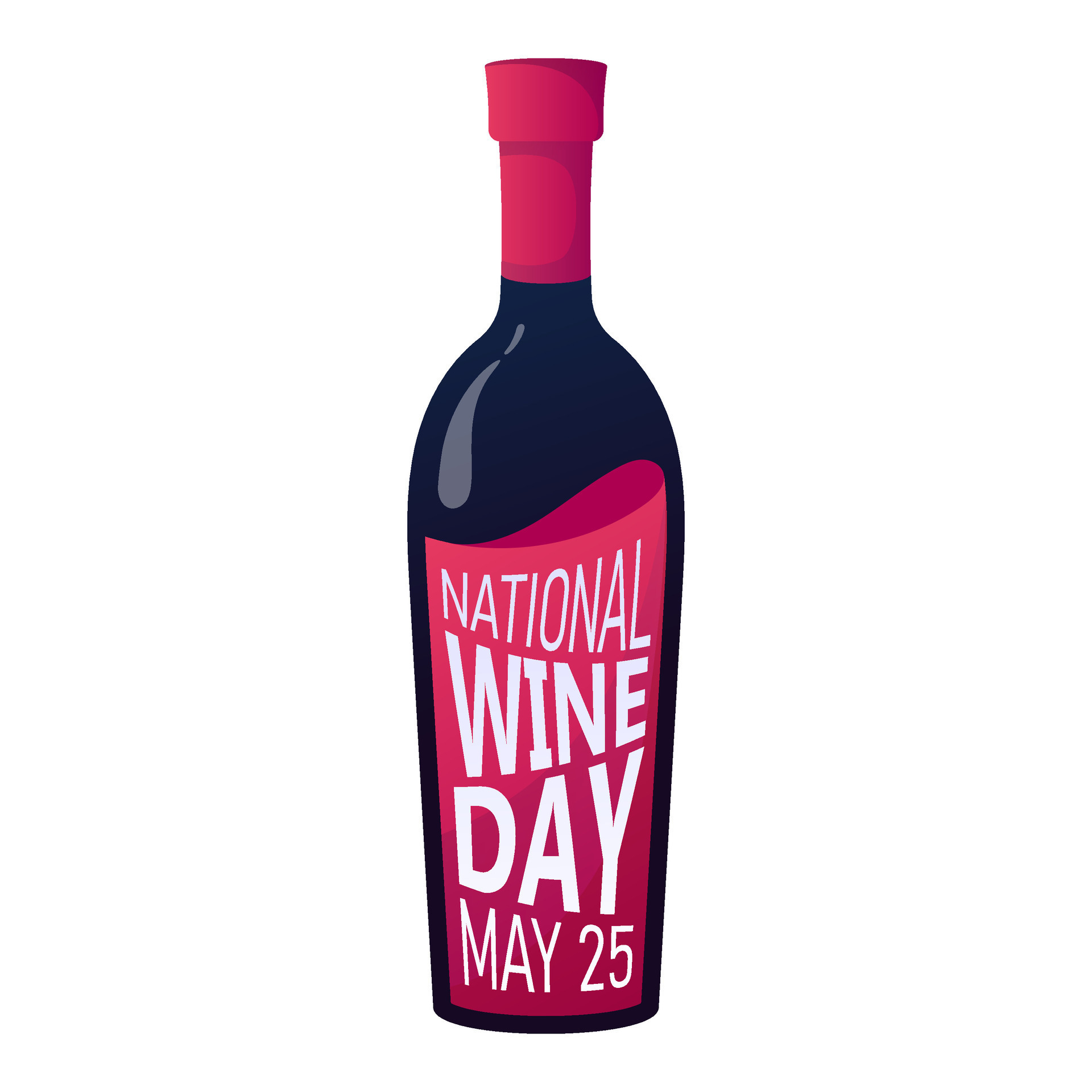 Bottle of wine, national wine day may 25, isolated on white 36513674